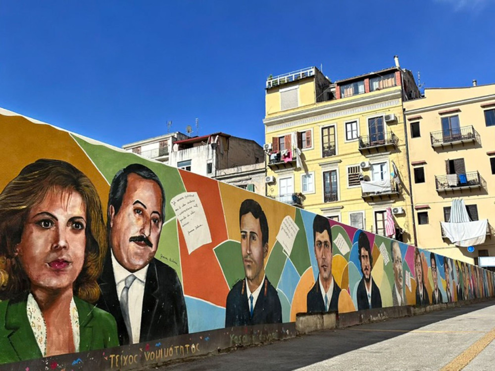 Mafia-Opfer Emanuela Loi und Paolo Borsellino, Il Muro della Legalità, Palermo.